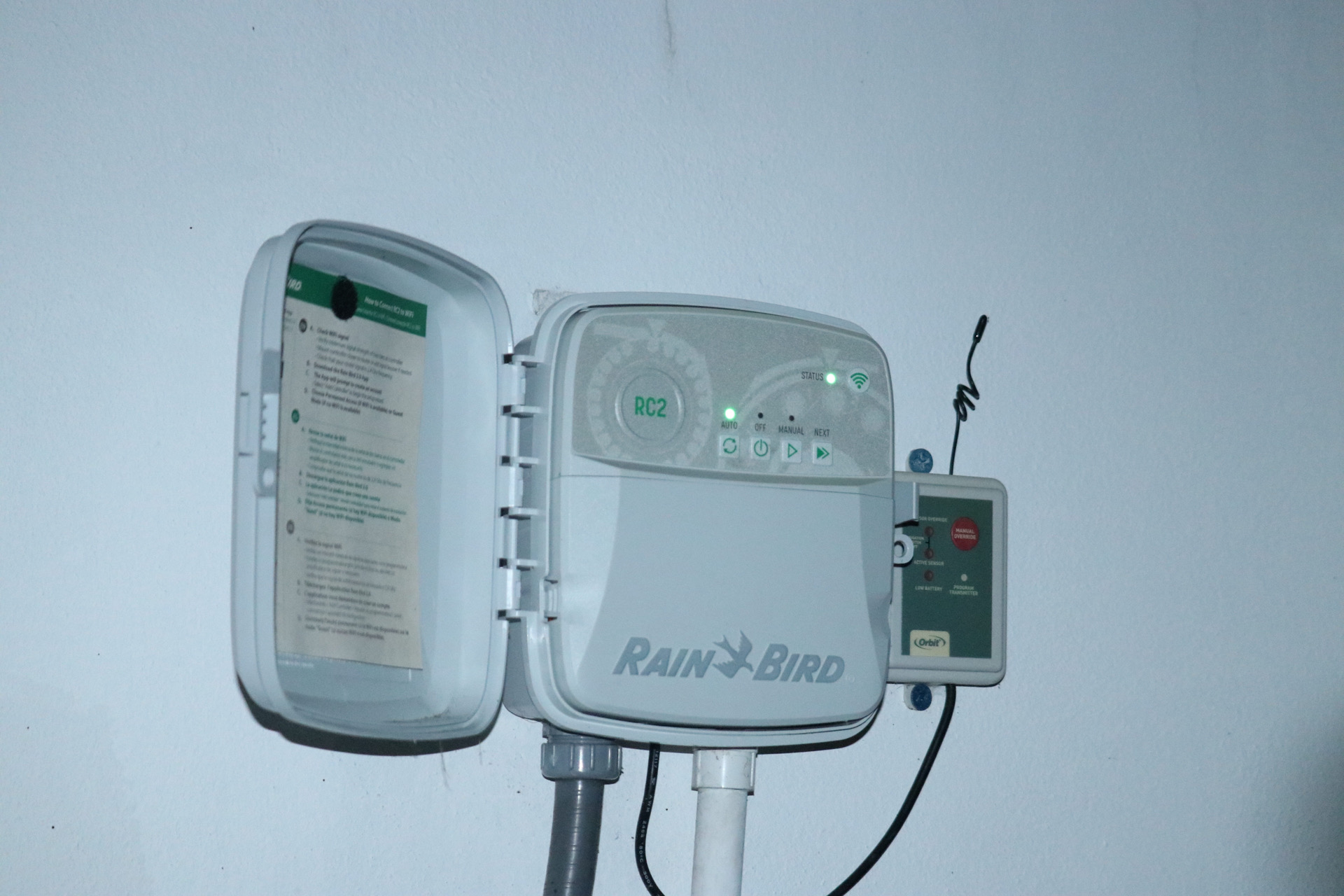 Installed smart irrigation controller with rain sensor connection